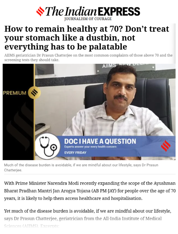 Dr Prasun Chatterjee's article in the Indian Express